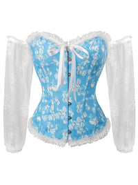 Renaissance Off Shoulder Jacquard Floral Overbust Corset Top