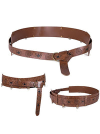 Charmian Mens Medieval Viking Faux Leathe Waistband Embossing Waist Belt Brown Main Image