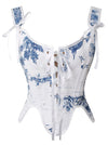 Charmian Women's Vintage Renaissance Lace Up Floral Bustier Corset Bustier Shapewear Top Main Image
