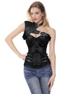 Retro High Quality All-match Lady Black Faux Leather Punk Gothic Steel Boned Strapless Lace Up Waist Cincher Overbust Plus Size Corset Tops Main View