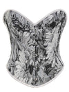 Charmian Women's Vintage Daisy Floral Print Lace Up Overbust Corset Bustier Top Grey Main Image