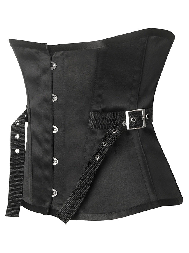 Fashion Women Black Steampunk Underbust Corset Side View