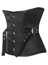 Fashion Women Black Steampunk Underbust Corset Side View