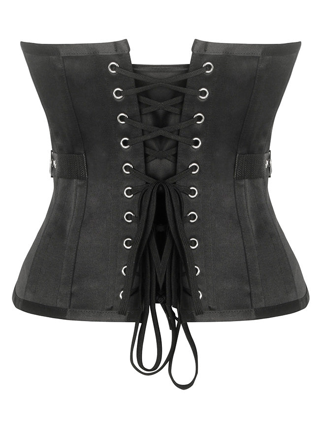 Charming Female Solid Color Gothic Busk Closure Waist Training Corset Back View