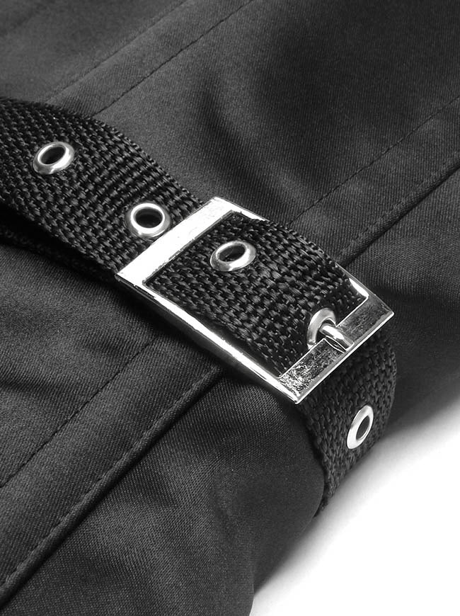 Vintage Black Steampunk Busk Closure Waist Training Corset Tops Detail View-2