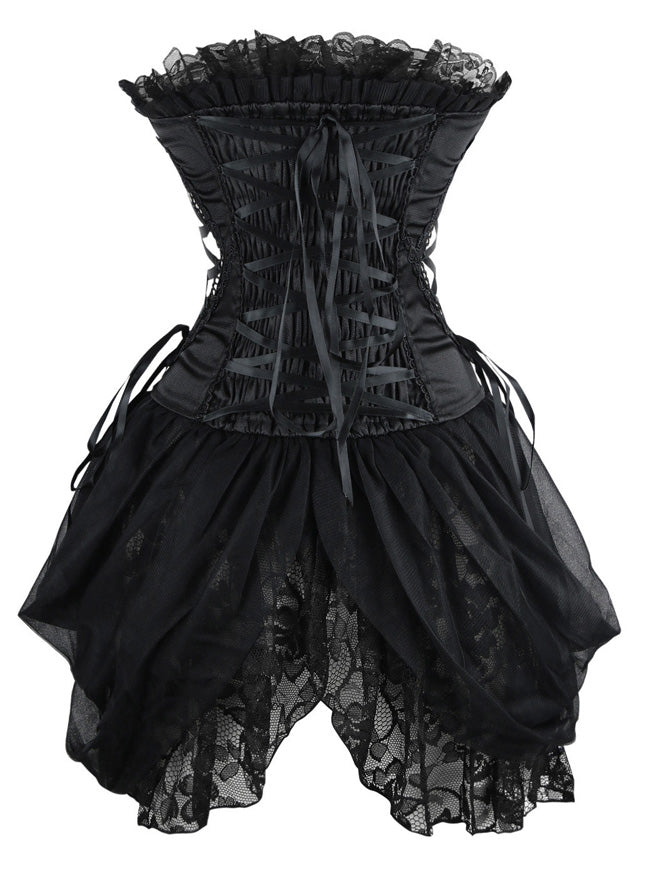 Strapless Floral Embroidery Mesh Princess Gothic Vintage Corset