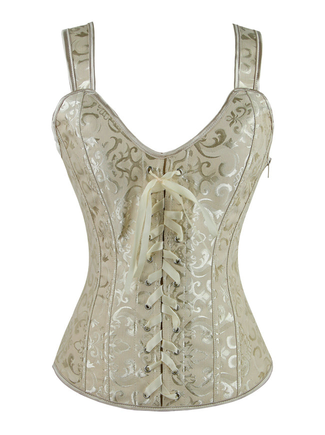 Bağlayıcılı İntibah Brocade Sümüklü Büstqalter Korseti, Qayışlarla