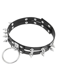 Women Punk Adjustable Spiked Collar Detail View