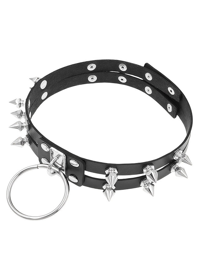 Women Punk Adjustable Spiked Collar Detail View