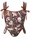 Charmian Women's Vintage Renaissance Lace Up Camisole Corset Vest Bustier Top Brown Main Image