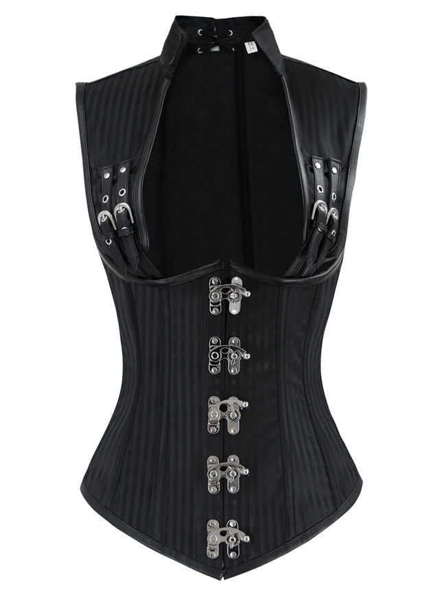 Vintage Steampunk Steel Boned Underbust Corset Vest with Shrug