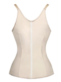 Women's Steel Boned Latex Workout Sport Waist Trainer Corset Vest Apricot Back View