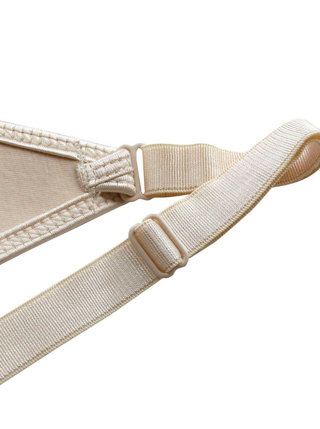 Women's High Quality Steel Boned Latex Compression Corset Vest Apricot Detail View