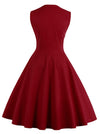 Women Wine Red Sleeveless Summer Swing Dress Back View