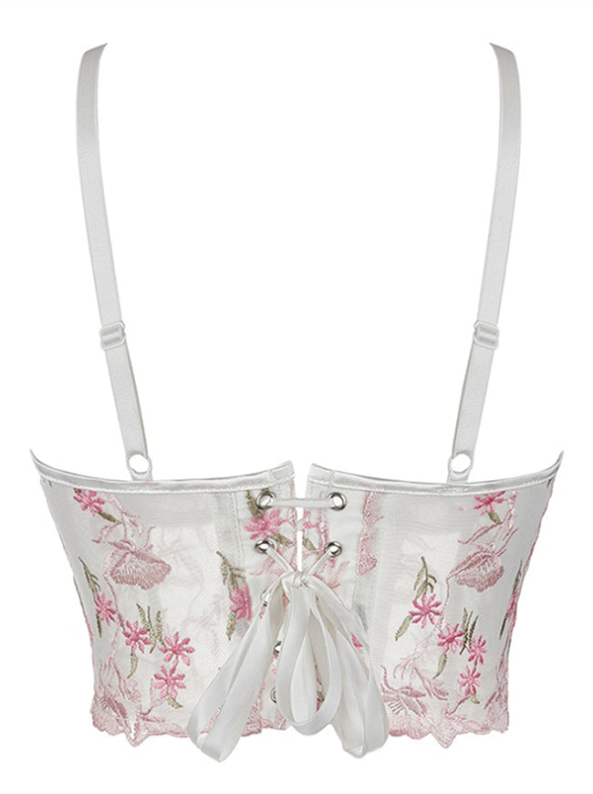 Top corsé bordado para mujer, ideal para salir en verano (vista trasera)