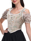 Women Renaissance Floral Lace Up Bodyshaper Corset with Straps Model View