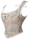 Vintage Floral Overbust Boned Corset Bodice Detail View