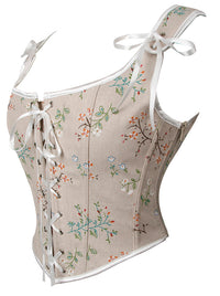 Vintage Blumenmuster Überbrust Korsett mit Stäbchen Detailansicht
