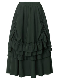 Charmian Women's Medieval Retro Steampunk Gothic Victorian Renaissance Skirt Army Green Main Image