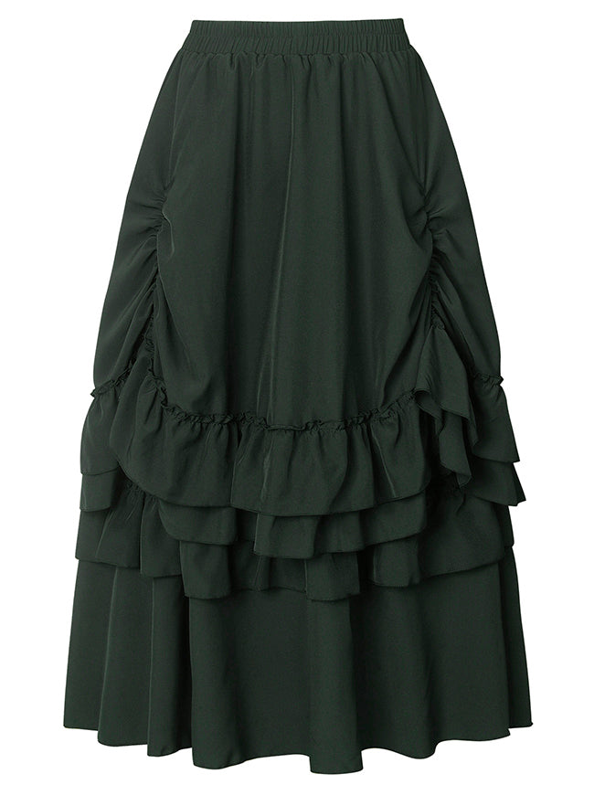 Charmian Women's Medieval Retro Steampunk Gothic Victorian Renaissance Skirt Army Green Main Image