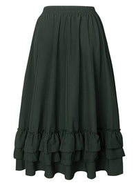 Vintage Ruffle Layered Pleated Skirt Back View