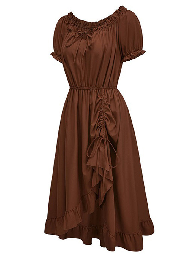 Medieval Dress for Women Off Shoulder Dresses Brown Side View