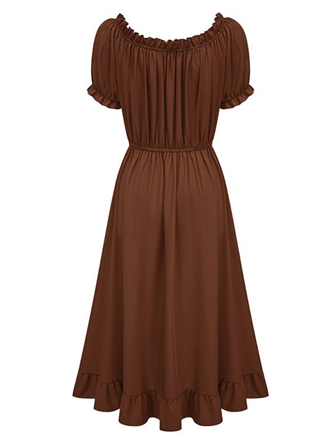 Renaissance Pirate Cosplay Dress for Women Peasant Dress Back View