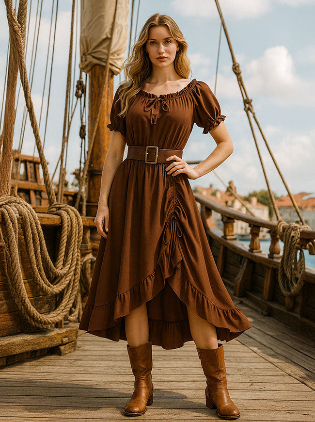 Romantic Off Shoulder Maxi Dresses Victorian Style Detail View