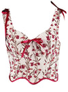 Charmian Women's Summer Vintage Floral Camisole Lace Up Overbust Renaissance Corset Top White Main Image