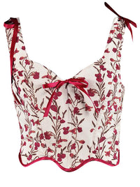 Charmian Damen Sommer Vintage Blumen Camisole Schnürung Overbust Renaissance Korsett Top Weiß Hauptbild