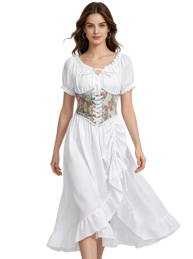 Women Vintage Embroidered Ren Faire Corset for Dress Side View