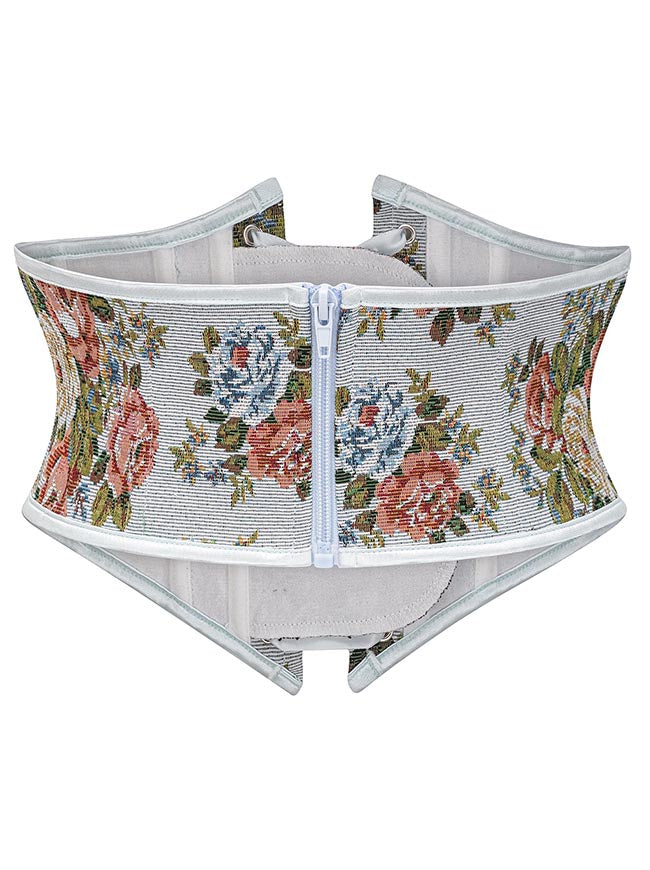 Floral Print Embroidered Costume Corset Belt for Decorative Detail View