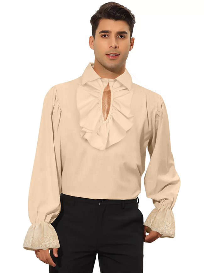 Charmian Men's Vintage Ruffled Long Sleeve Pirate Shirt Vampire Costum
