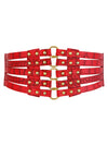 Vintage Retro Fashion Faux Leather Steampunk Rivet Elastic Waist Cinch Belt Main Image