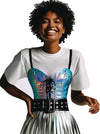 Women Summer Metallic Reflective Corset Top Model View