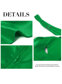 Satin Spaghetti Strap Zip Back Clubwear Camis Crop Top