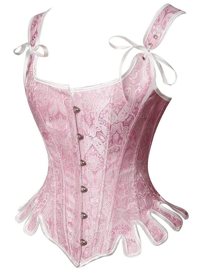 Renaissance Victorian Vintage Pink Lace Up Overbust Side View