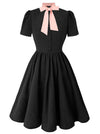 KILLREAL Women's 1950s Vintage Business Casual Office Work A-Line Dress Black Main Image