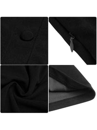 Schwarzes, legeres Cocktailkleid mit Schleife und Krawatte am Kragen. Detailansicht
