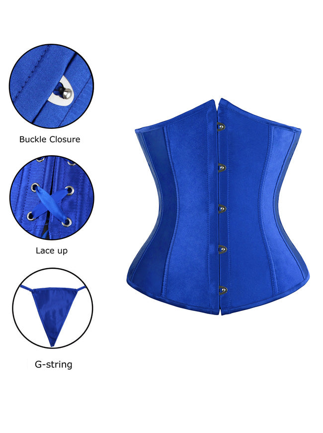 Klassisches Burlesque-Freizeit-Satin-Steampunk-Trägerloses Schnür-Body Shapewear-Unterbrustkorsett-Top – Detailansicht
