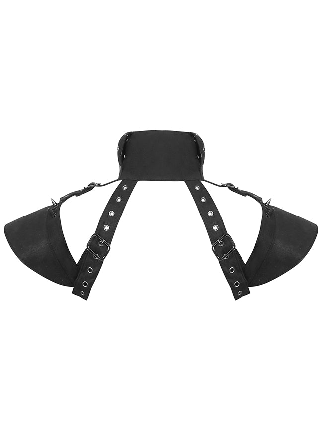 جاكيت كتف نسائي من Charmian بتصميم Gothic Viking Rivet Pauldron من Shruggle باللون الأسود - الصورة الرئيسية