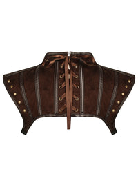 Steampunk Gothic Costume Accessories Leather Jacket Shrug Shoulder Armor Back View