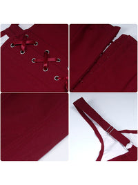 Women Red Renaissance Lace Up Corset Top Detail View