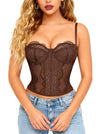 Lace Corset Tops for Women Brown Corset with Straps Side View