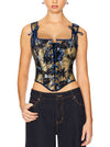 Victorian Lace Up Bustier Overbust Corset Top Detail View