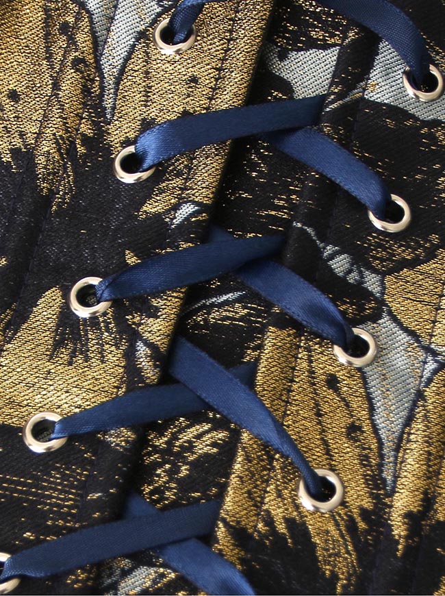 Renaissance Lace Up Floral Overbust Bodice Corset Detail View