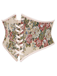 Floral Underbust Corset Belt for Renaissance Medieval Victorian Back View