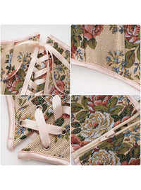 Women Vintage Adjustable Lace Up Corset Waist Cincher Detail View