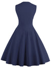 Casual Cocktail Vintage Dress with Polka Dot Print Back View