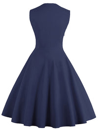 Casual Cocktail Vintage Dress with Polka Dot Print Back View